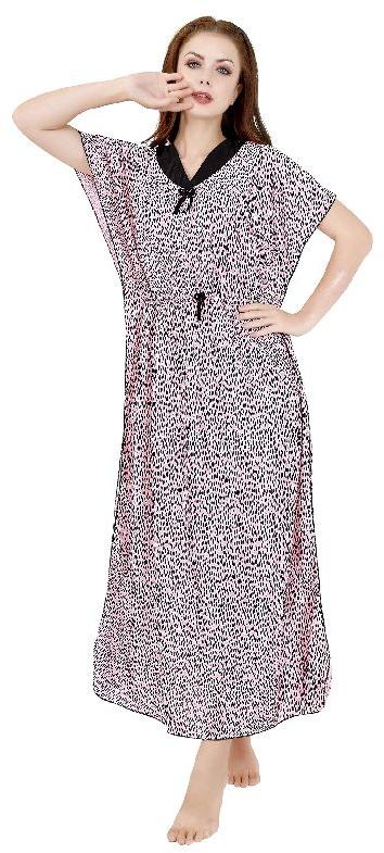 G4Girl Women Satin Maxi Kaftan Nighty Gown (Free Size, Pink)