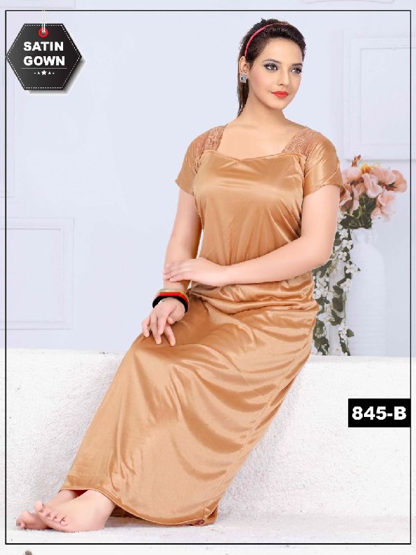 G4Girl Women Satin Maxi Nighty Gown