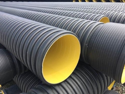 Round PP Double Wall Corrugated Pipe, Color : Black Yellow