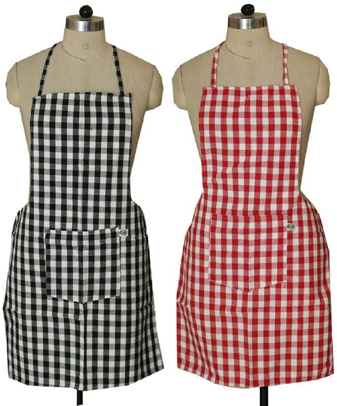 Checked Cotton kitchen apron, Gender : Unisex
