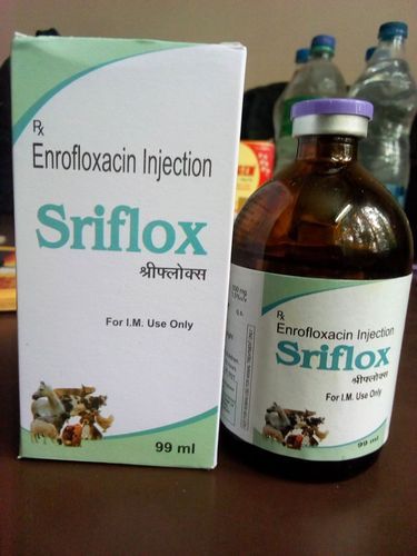 Sriflox Enrofloxacin Injection, for Veterinary, Packaging Size : 99 ml