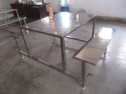Rectangular 4 Seater Stainless Steel Dining Table, for Kitchenware, Pattern : Plain