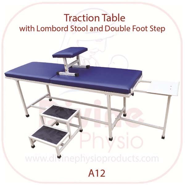Traction Table with Lombard Stool & Double Foot Step