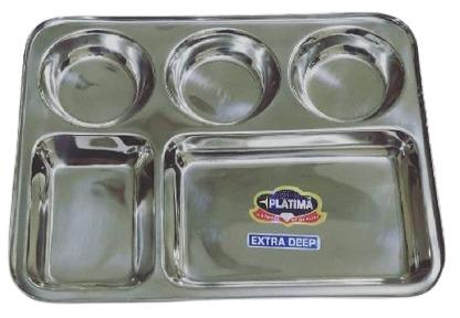 Very Fine polish Stainless Steel 5 compartment tray, for Homes, Hotels, Restaurants, Banquet, Wedding