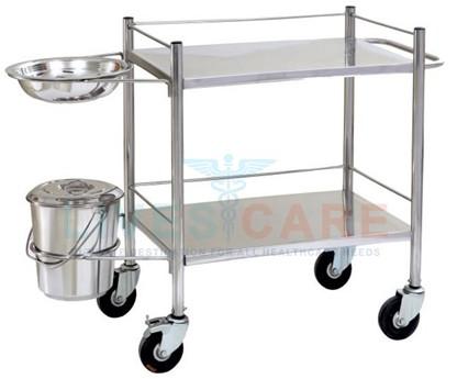 Livescare Stainless Steel Dressing Trolley, for Hospital, Feature : Moveable