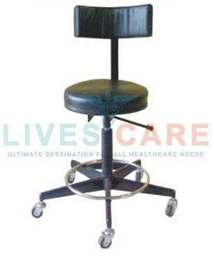 Hospital Stool (Revolving with cushion & back rest)