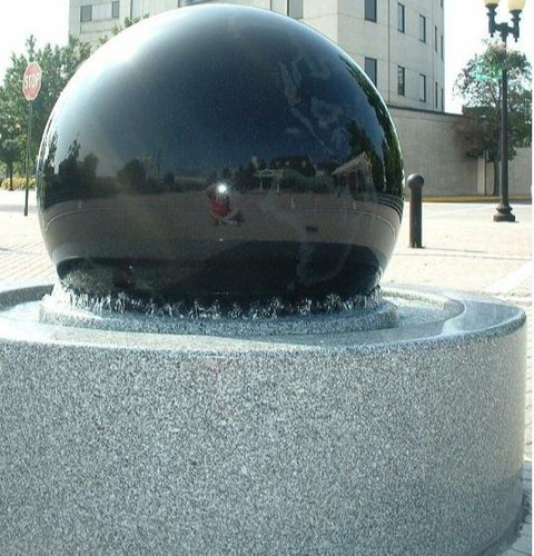 Round Black Polished Granite Rolling Ball Fountain, Design : Classy