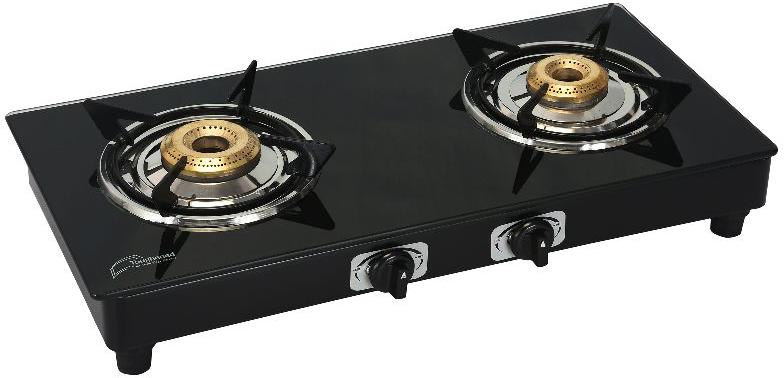 Glass Top 2 Burner Nano Revolving Nozzle Gas Stove