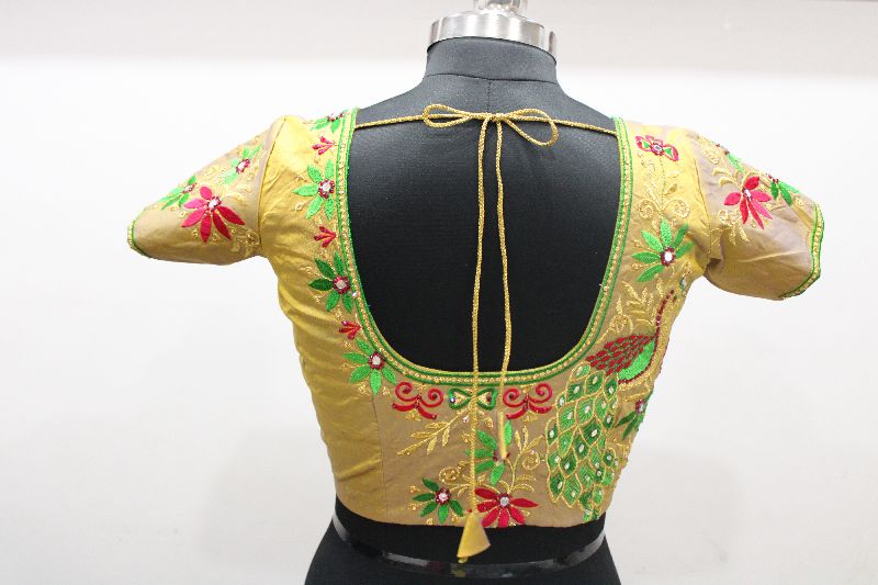Silk readymade embroidery blouse piece, Size : Unstitched