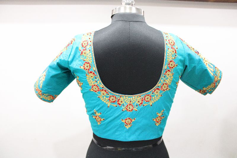 Silk computer embroidery blouse material, Size : Unstitched
