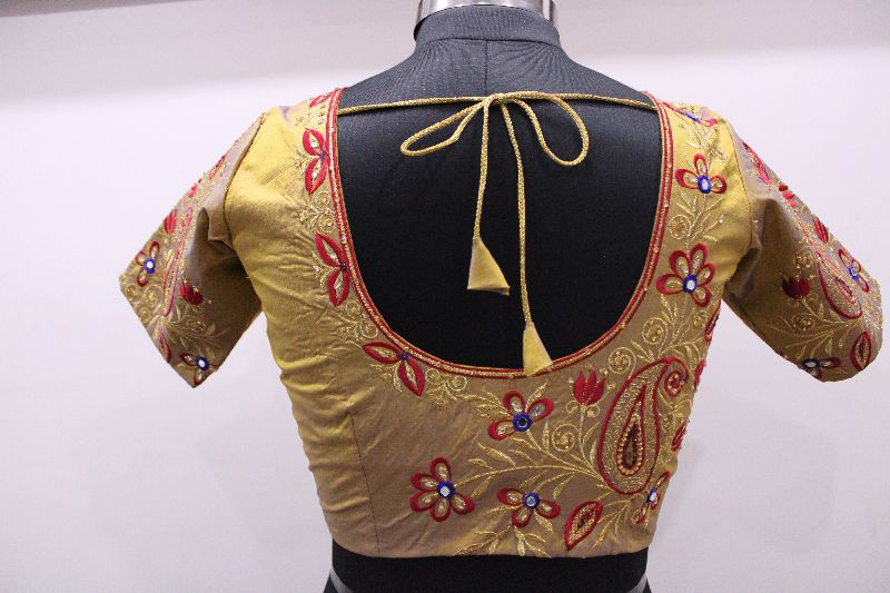 Embroidery bridal blouse piece, Style : Jacquard, Stripe