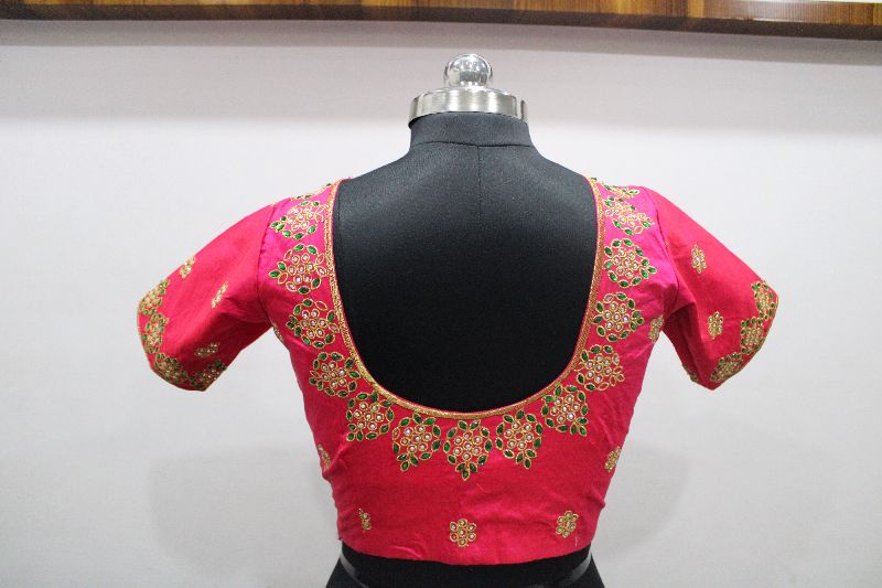 Computer Embroidery Silk Designer Blouse Piece Unstitched, Occasion : Wedding Wear, Party Wear, Casual Wear