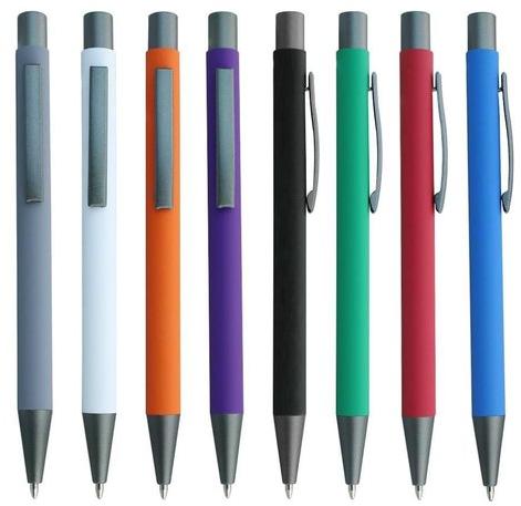 Blue Round Metal Reusable Ballpoint Pen, for Writing, Length : 4-6inch