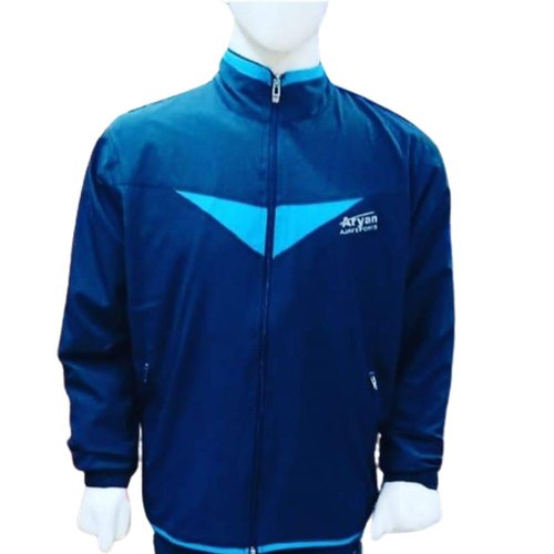 High Neck Cotton Fleece Mens Tracksuit Jacket, Color Blue at Rs 390 / Piece in Delhi