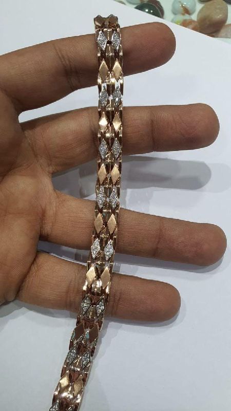 Rose Gold Natural Diamond Mens Bracelet