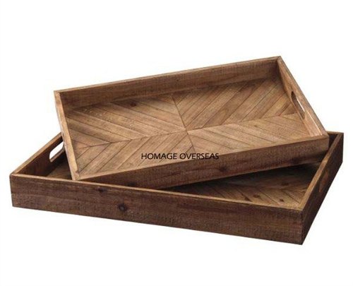 Rectangular wooden tray