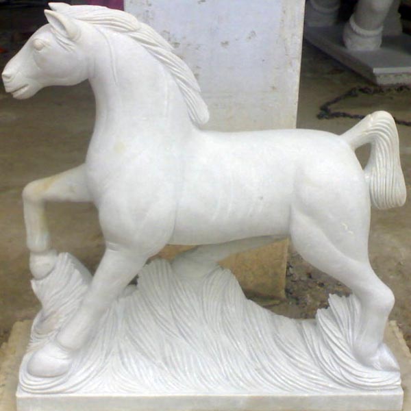 Plain Polished Marble Horse Statue, Color : White