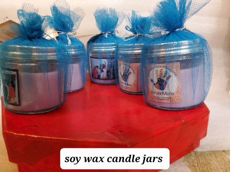 Round Soy Wax Candle Jar, for Home Decor, Feature : Eye Catching Look, Strong Fragrance