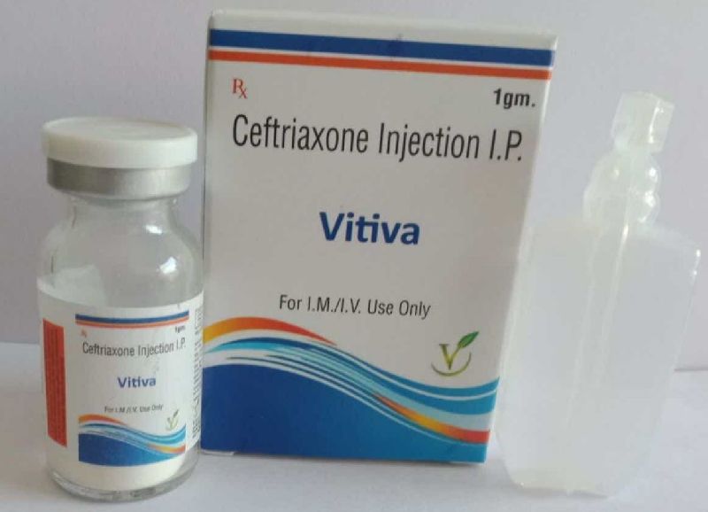 Ceftriaxone Sodium 1000 mg injection, Packaging Type : Glass Bottles