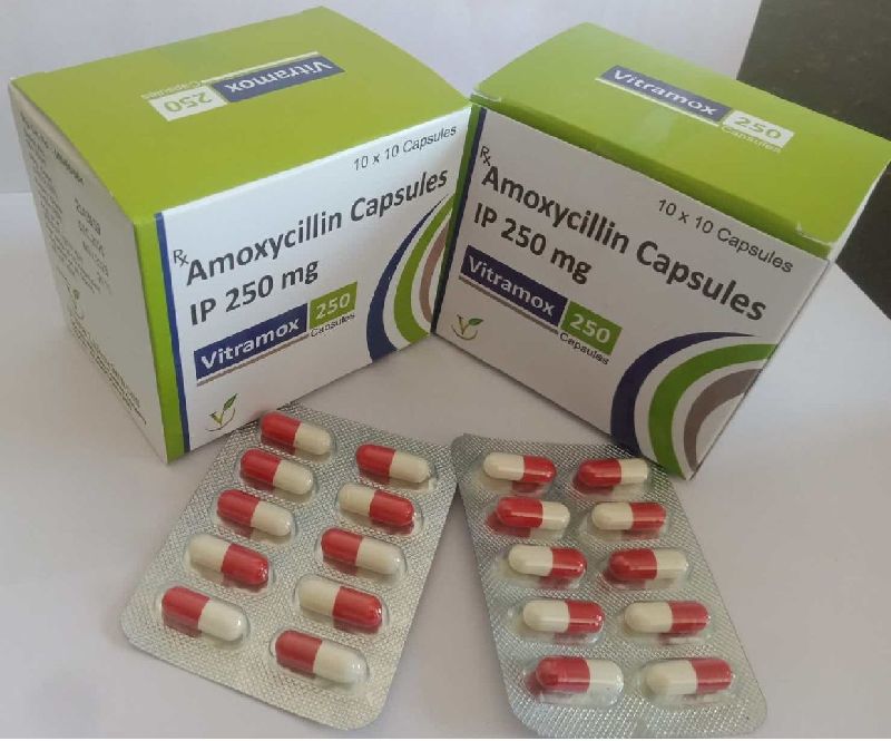 Vitramox Amoxicillin 250 mg Capsules, Composition : Amoxicillin-250mg