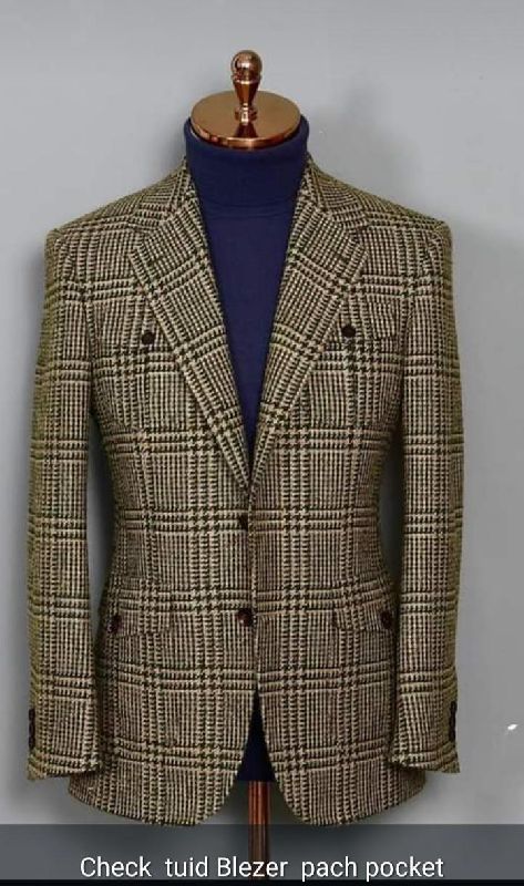 Mens Checked Tweed Blazer, Technics : Attractive Pattern