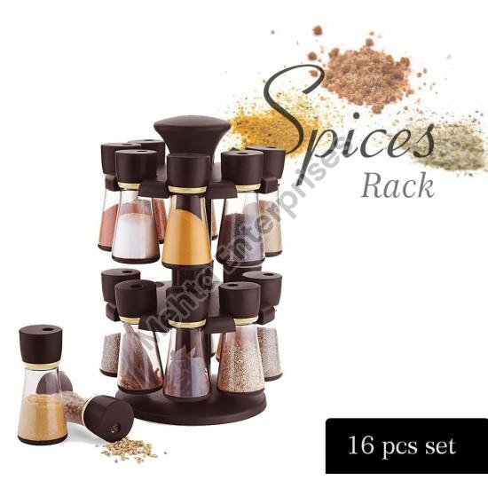 Double Layer Revolving Spice Rack, Color : Black