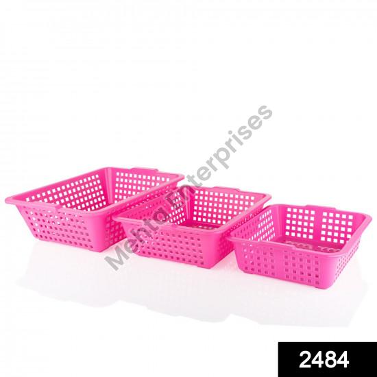 Plain Plastic Fruit Basket Set, Size : 44x35x15 cm