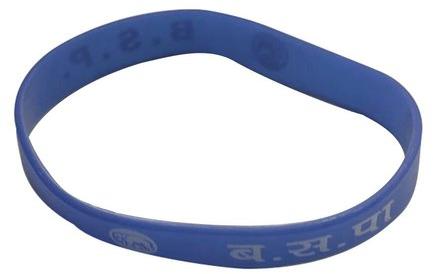 Round Rubber BSP Wristband, Color : Blue