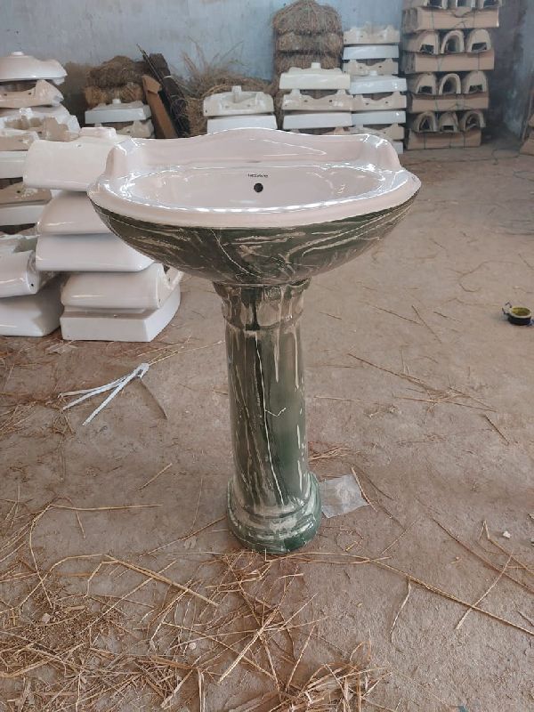 Rtile Polished Plain Ceramic Fancy Pedestal Wash Basin, Size : Standard