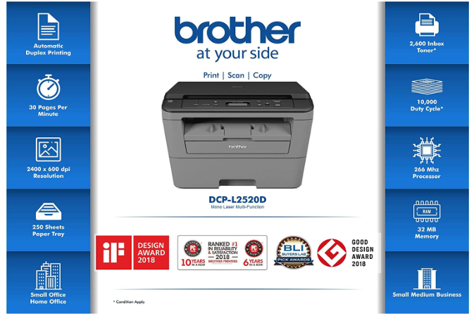 Laser Printer / BROTHER DCP-L2520D, for Home Office, Style : Monochrome ...