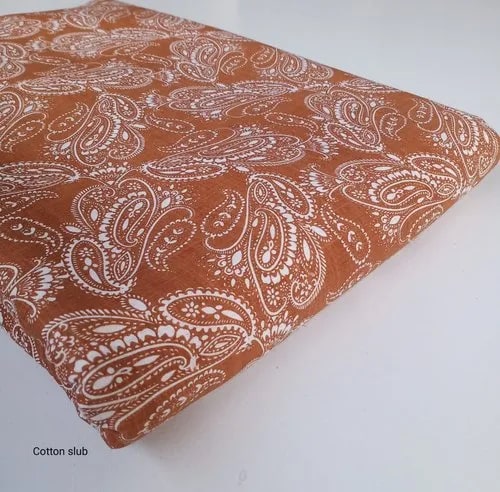 Brown Printed Cotton Fabric, for Textile, Specialities : Seamless Finish, Perfect Fitting