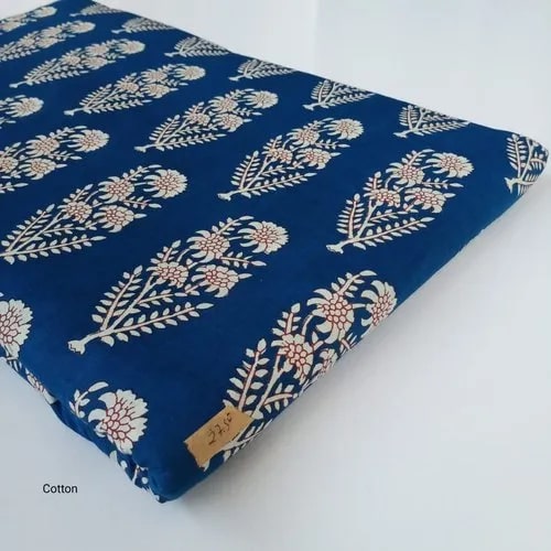 Indigo Printed Cotton Fabric, for Textile, Specialities : Seamless Finish, Perfect Fitting