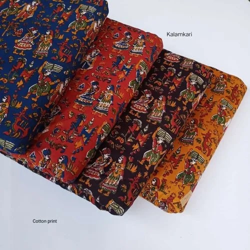 Kalamkari Printed Cotton Fabric, for Textile, Width : 42 Inch