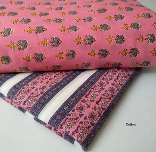 Pink Printed Cotton Fabric, for Garments, Specialities : Seamless Finish, Perfect Fitting