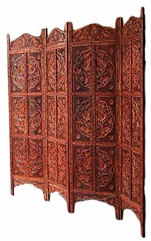 Polished Wooden Carved Screen Panels, Color : Brown