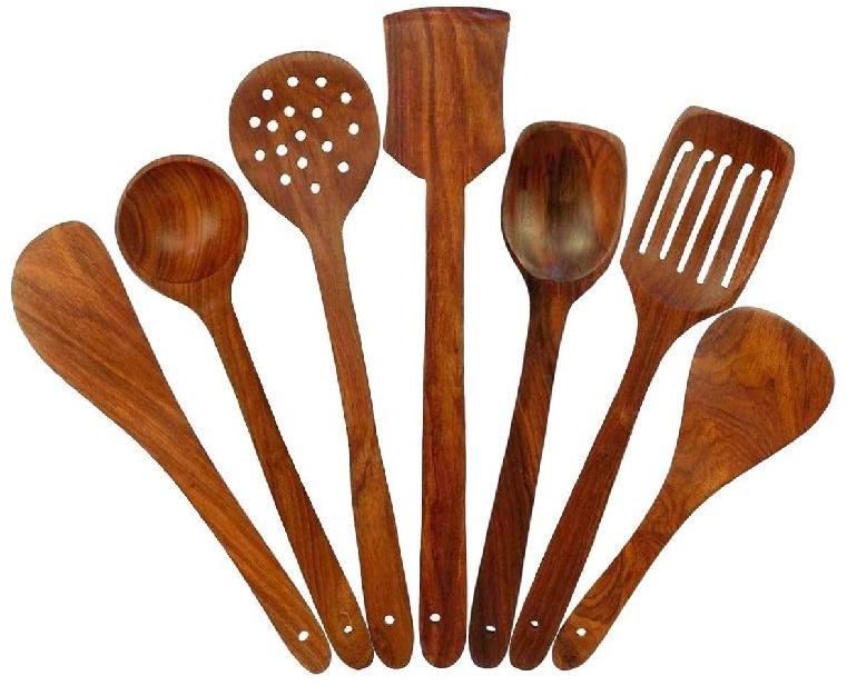 Polished Wooden Cooking Spoons, for Kitchen, Color : Brown