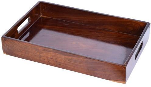 Rectengular Polished Wooden Rectangle Serving Tray, for Homes, Hotels, Restaurants, Pattern : Plain