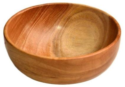 Polished Wooden Round Bowl, for Hotel, Home, Pattern : Plain