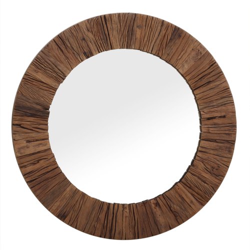 Polished Wooden Round Mirror Frame, for Home, Hotel, Size : Standard