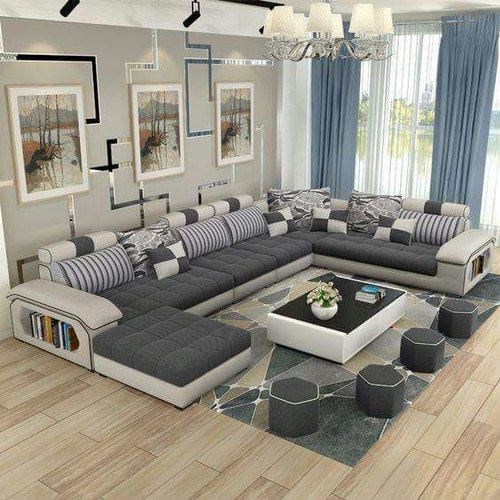 Wood U Shape Sofa Set, for Living room, Seating Capacity : 6 Seater