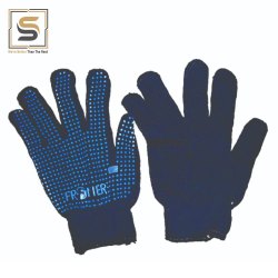 PVC Dotted Hand Gloves, Color : Blue