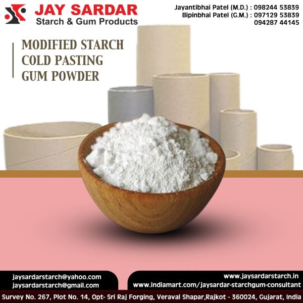 Modified Starch Cold Pasting Gum Powder, for Industrial, Feature Easy