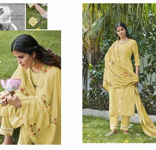 Unstitched Khadi Print Suit, Color : multi colour