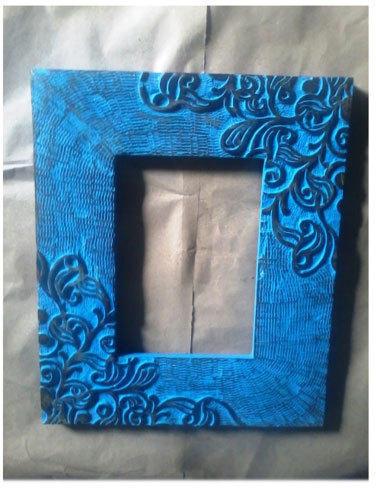 Hand Painted Embossed Blue Wooden Photo Frame, Feature : Attractive Design, Fine Finishing, High Quality