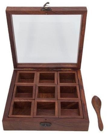 Brown Wooden Spice Box