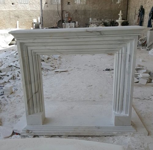 Marble Carved Fireplace, Color : White, yellow, red