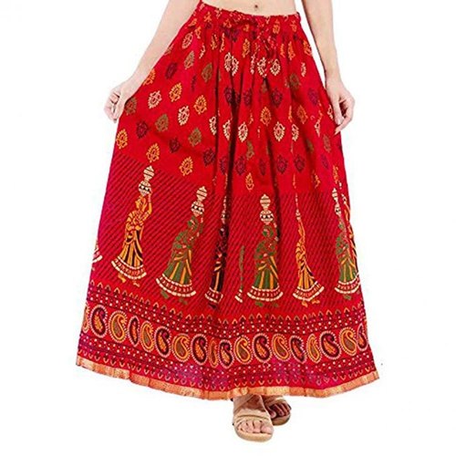 Cotton Long Printed Skirt, Style : Flared