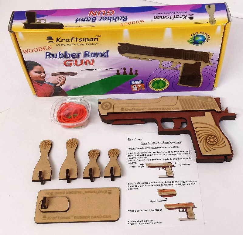 KR015D Wooden & Rubber Band Shooting Gun Toys