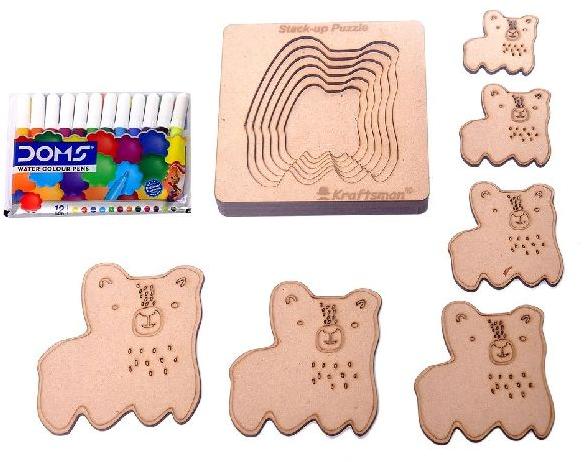 Wooden Cute Dog Shaped Layered Puzzle, for Playing