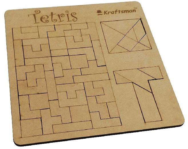 Wooden Tetris Block Jigsaw Puzzle Board Game